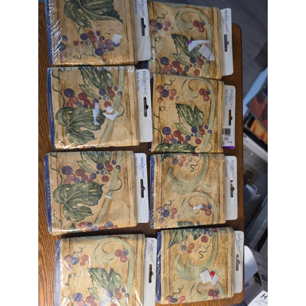 Vtg 8 Mainstays Tuscan Tuscany Grapes Leaf Vine Wallpaper Border 5" x 15'